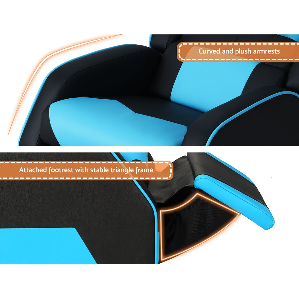 Payton Kids Recliner Chair PU Leather Gaming Sofa Lounge Couch Children Armchair - Blue