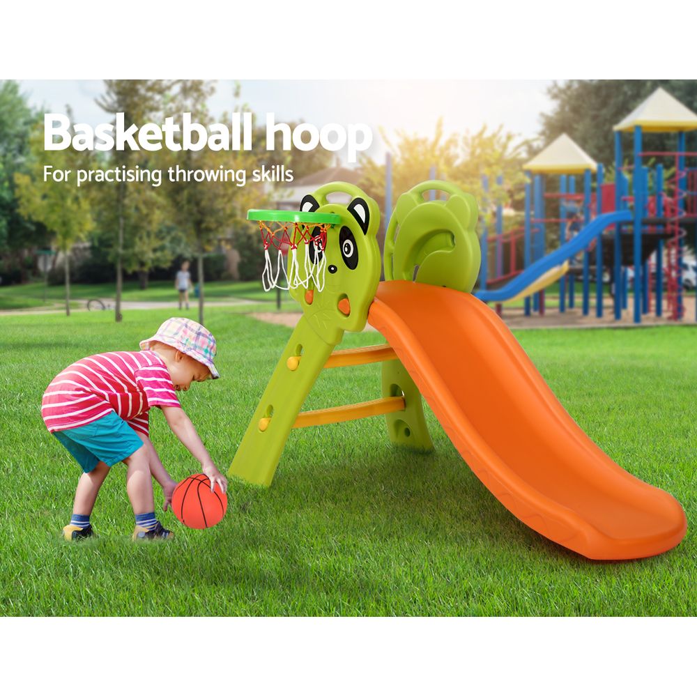 Kids Slide Basketball Hoop Activity Centre Outdoor Toddler Play Set Orange