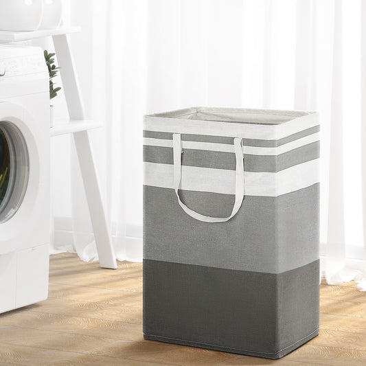 Set of 2 Laundry Basket Hamper Foldable White Grey