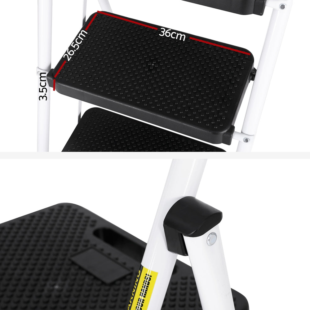 3 Step Ladder Multi-Purpose Folding Steel Light Weight Platform