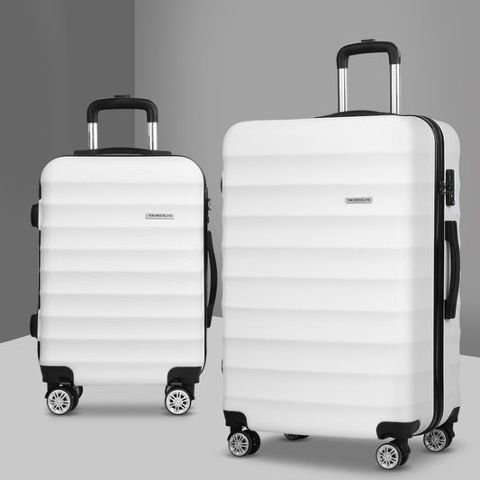 Set of 2 20-28" Luggage with TSA Lock Spinner Travel Suitcase Carry On Hard Shell Luggage Case - White