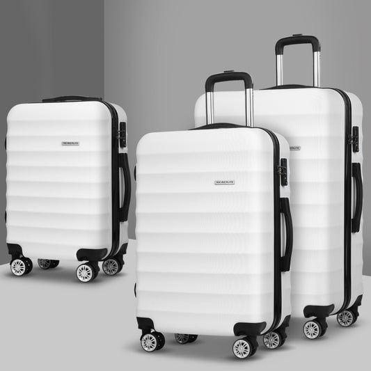 Set of 3 20-24-28" Luggage with TSA Lock Spinner Travel Suitcase Carry On Hard Shell Luggage Case - White