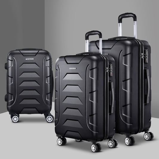 Set of 3 20-24-28" Luggage with TSA Lock Spinner Carry On Hard Shell Travel Suitcase Luggage Case - Black