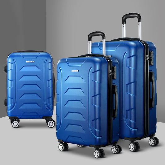 Set of 3 20-24-28" Luggage with TSA Lock Spinner Carry On Hard Shell Travel Suitcase Luggage Case - Blue