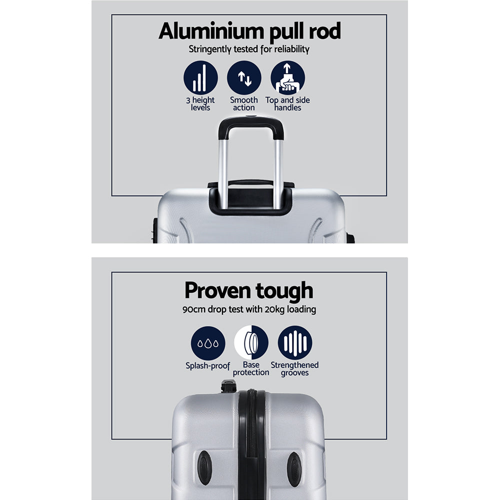 Set of 3 20-24-28" Luggage with TSA Lock Spinner Carry On Hard Shell Travel Suitcase Luggage Case - Silver