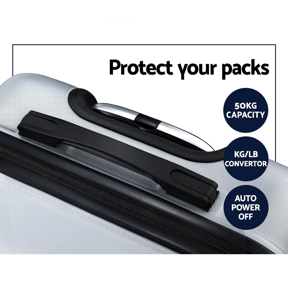 Set of 3 20-24-28" Luggage with TSA Lock Spinner Carry On Hard Shell Travel Suitcase Luggage Case - Silver