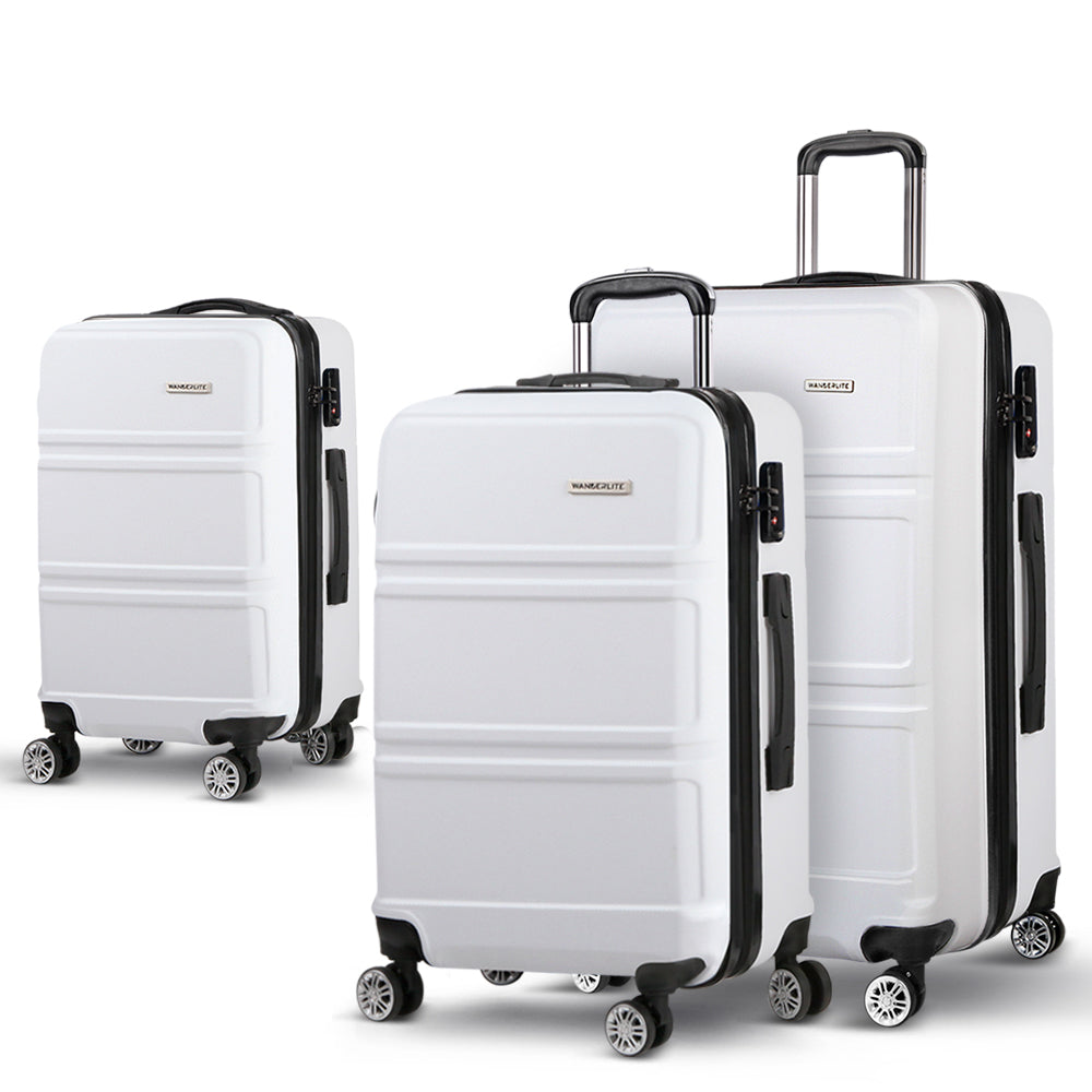 20" 24" 28" Luggage with TSA Lock Spinner Travel Suitcase Carry On Hard Shell Luggage Case - White