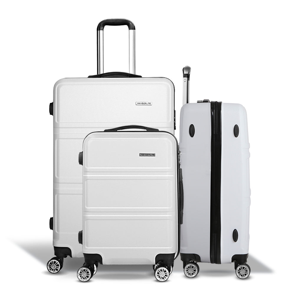 20" 24" 28" Luggage with TSA Lock Spinner Travel Suitcase Carry On Hard Shell Luggage Case - White