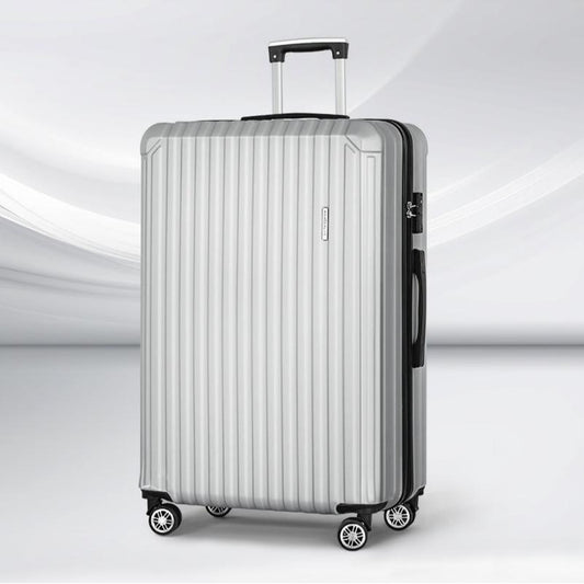 28" Luggage Set with TSA Lock ABS Hard Shell Travel Suitcase Organiser Luggage Case - Light Grey