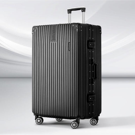 28" Luggage with TSA Lock Stainless Steel Wrapped Corners Hard Shell Travel Suitcase Luggage Case - Black