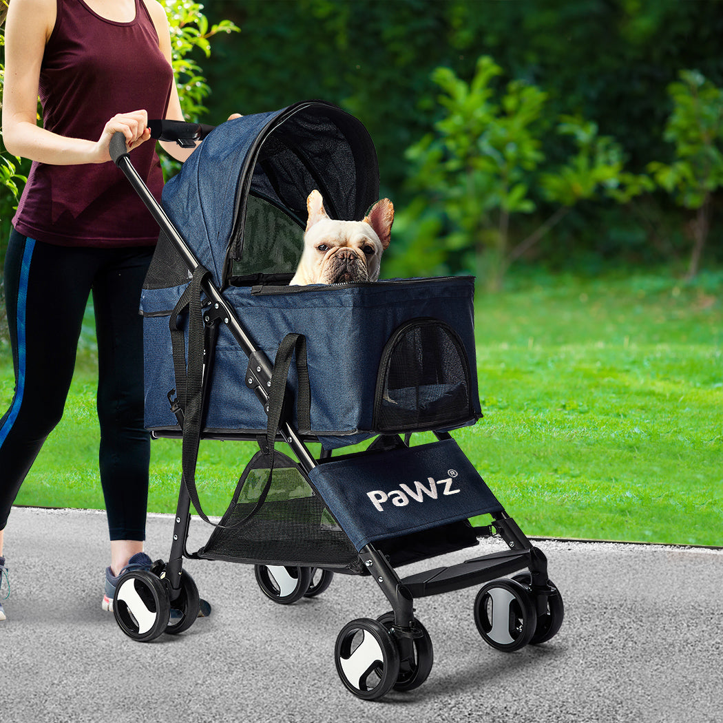 pet stroller for large dogs australia Pet Stroller Dog Cat Pram Foldable Carrier 4 Wheels Travel Pushchair B Online in Australia – Factory Buys