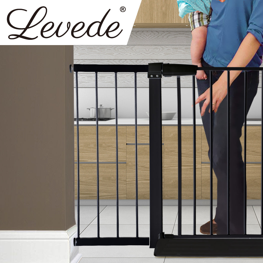 Baby Kids Safety Security Gate Stair Barrier Doors Extension Panels 30cm Black