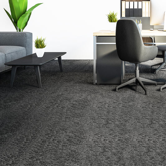Roxine Set of 20 50x50 Carpet Tiles Box Heavy Commercial Retail Office Premium Flooring - Black