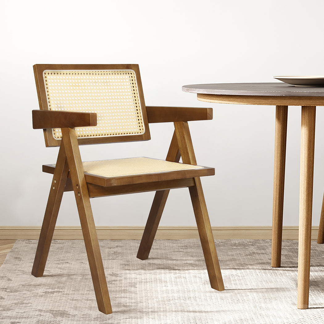 Elowen Wicker Armchair Dining Chair - Walnut