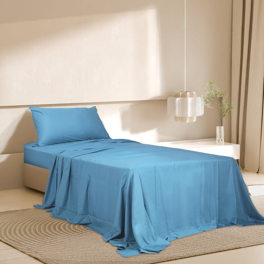 SINGLE 3-Piece 100% Bamboo Bed Sheet Set - Blue