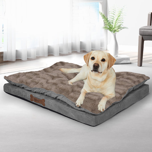 LARGE Dog Beds Calming Pet Removable - Khaki