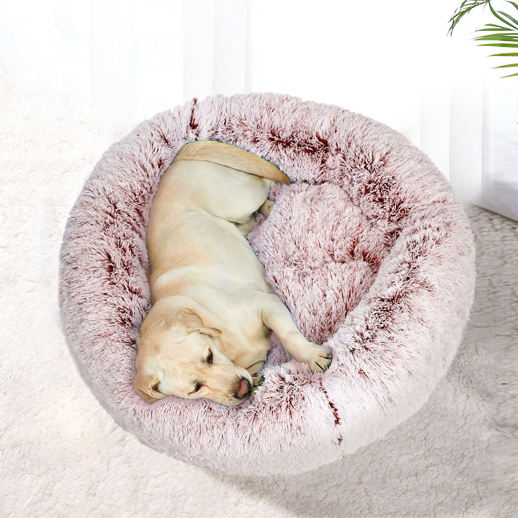 LARGE Dog Beds Pet Donut Nest Calming - Pink
