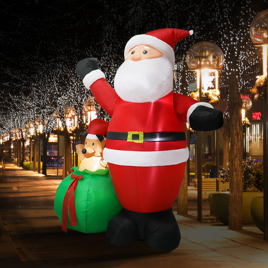 Santa Claus Elk Christmas Inflatable Outdoor Xmas Decoration Light - 2.2M