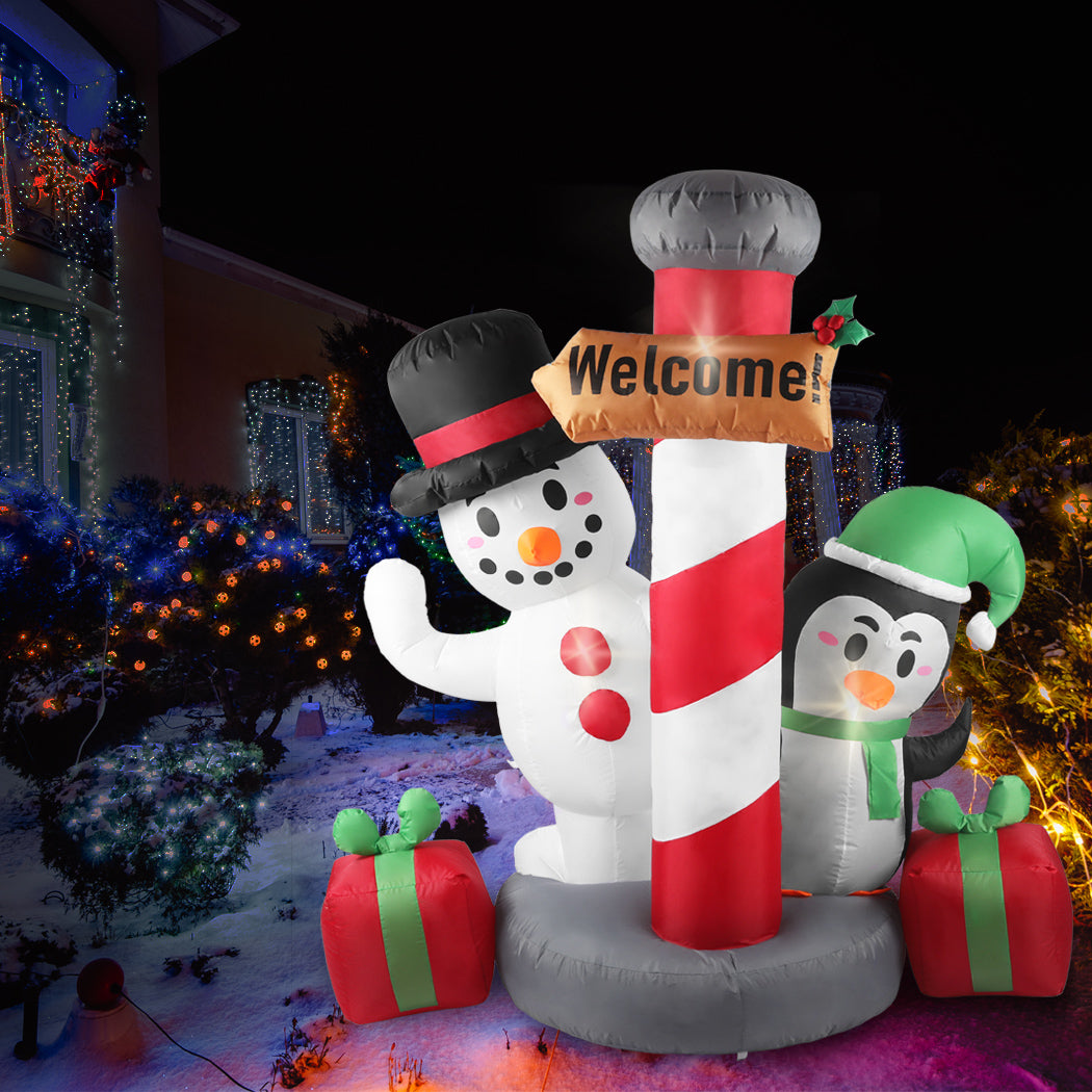 Snowman Pole Christmas Inflatable Xmas Decorations - 1.8M