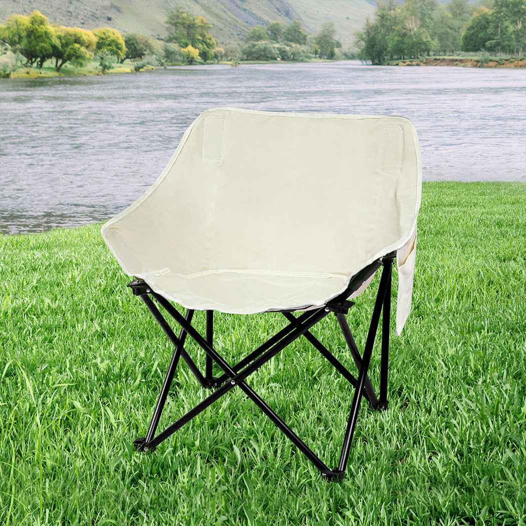 Folding Camping Moon Chair Lightweight - Beige