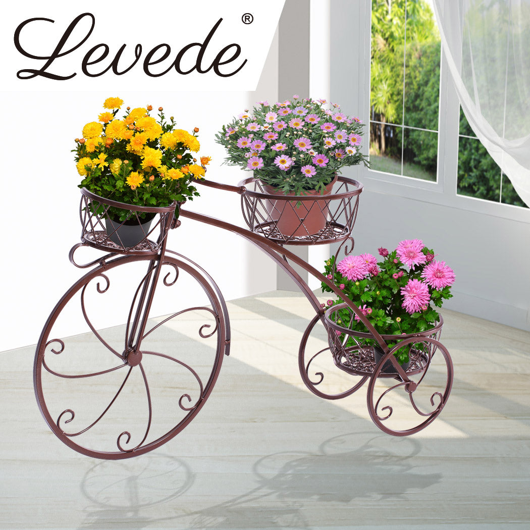 Set of 2 Levede Plant Stand Outdoor Indoor Metal Pot Garden Decor Flower Rack Shelf