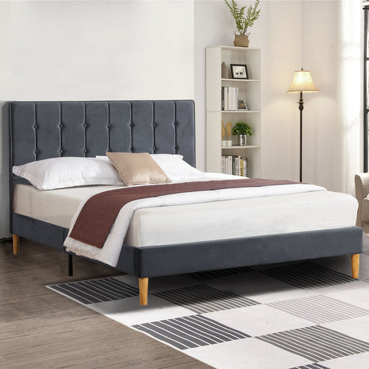 Chrome Bed & Mattress Package - Grey Double