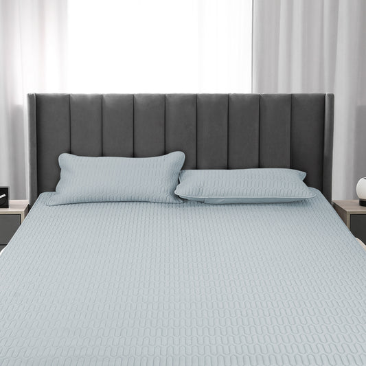 DOUBLE 3-Piece Latex Cooling Bed Sheet Set Fitted - Grey