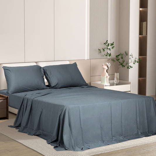 DOUBLE 4-Piece 100% Bamboo Bed Sheet Set - Charcoal