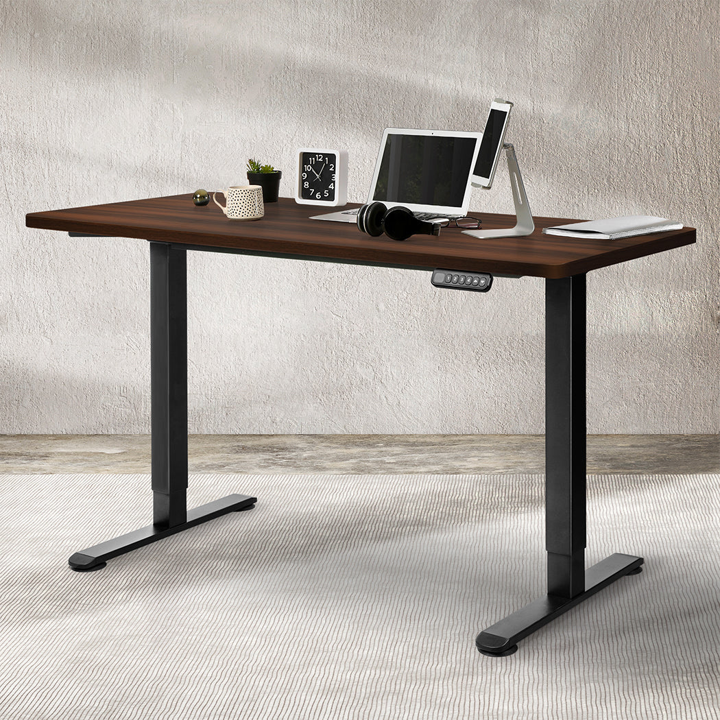 Levede Desktop For Motorised Adjustable Black 140x70cm Walnut