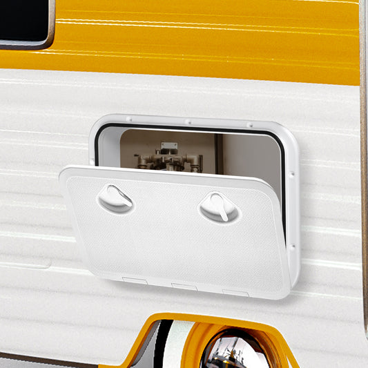 Manan Access Hatch White Lid Locked Caravan Storage Boat Rv Camper 440x315Mm