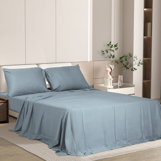 DOUBLE 4-Piece 100% Bamboo Bed Sheet Set - Grey
