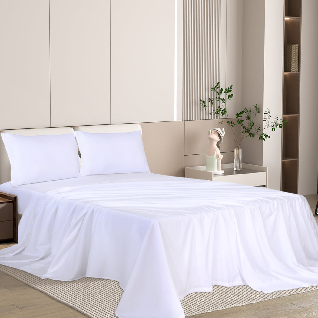 Double Dreamz 4pcs Size 100% Bamboo Bed Sheet Set White