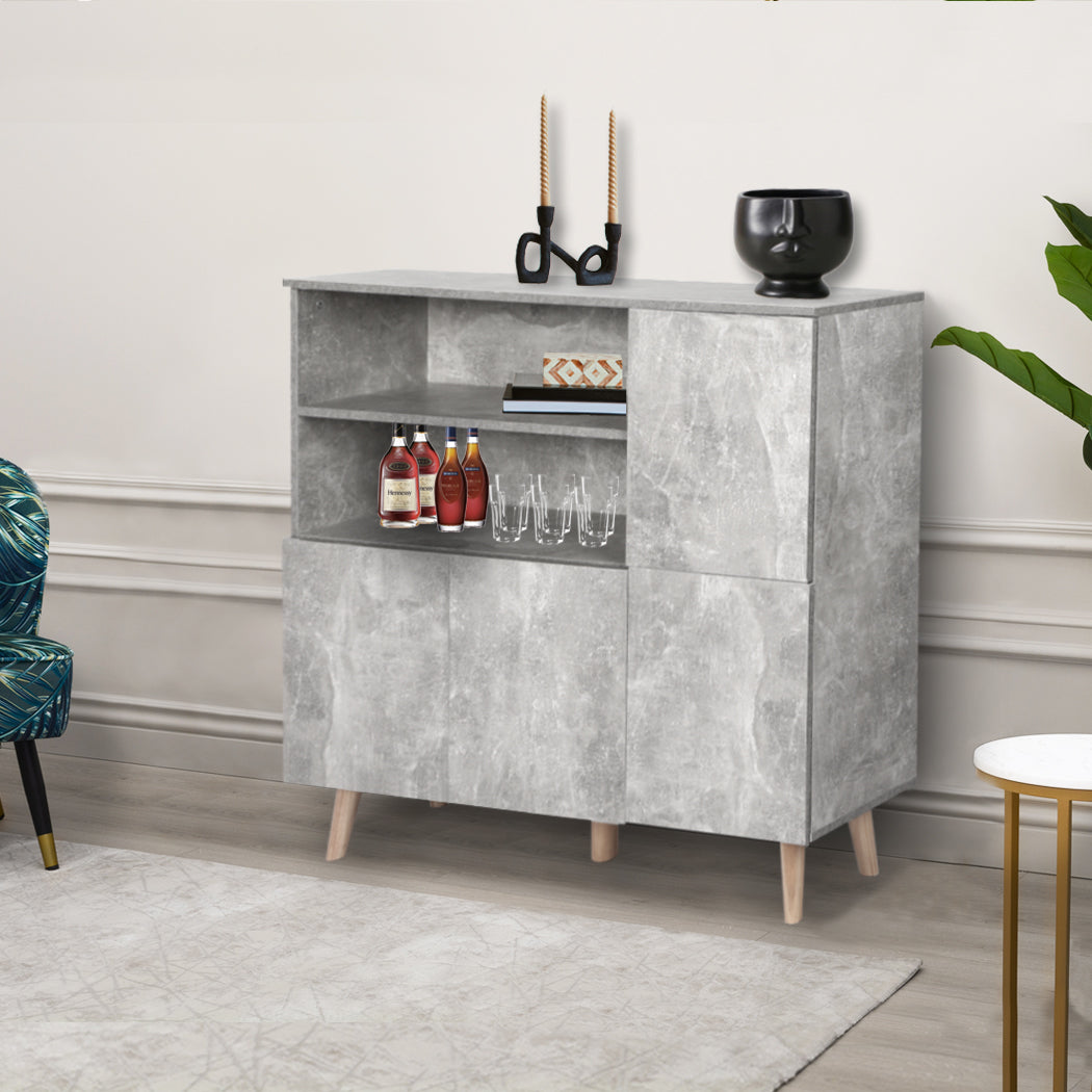Alaric Wooden Buffet Sideboard Storage Cabinet Cupboard Hallway - Grey