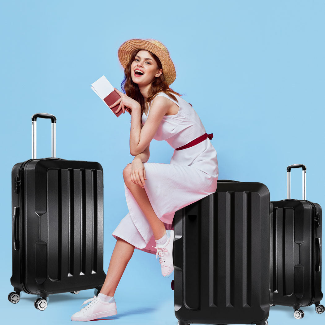 Set of 3 20" 24" 28" Luggage Sets - Black