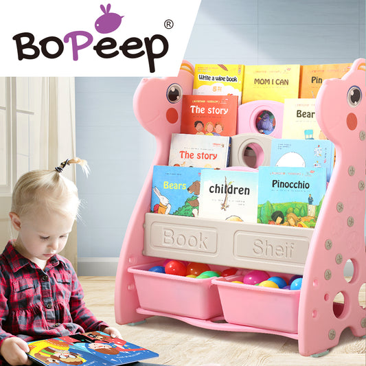 Kids Bookshelf Bookcase Magazine Rack Organiser Shelf Children Pink