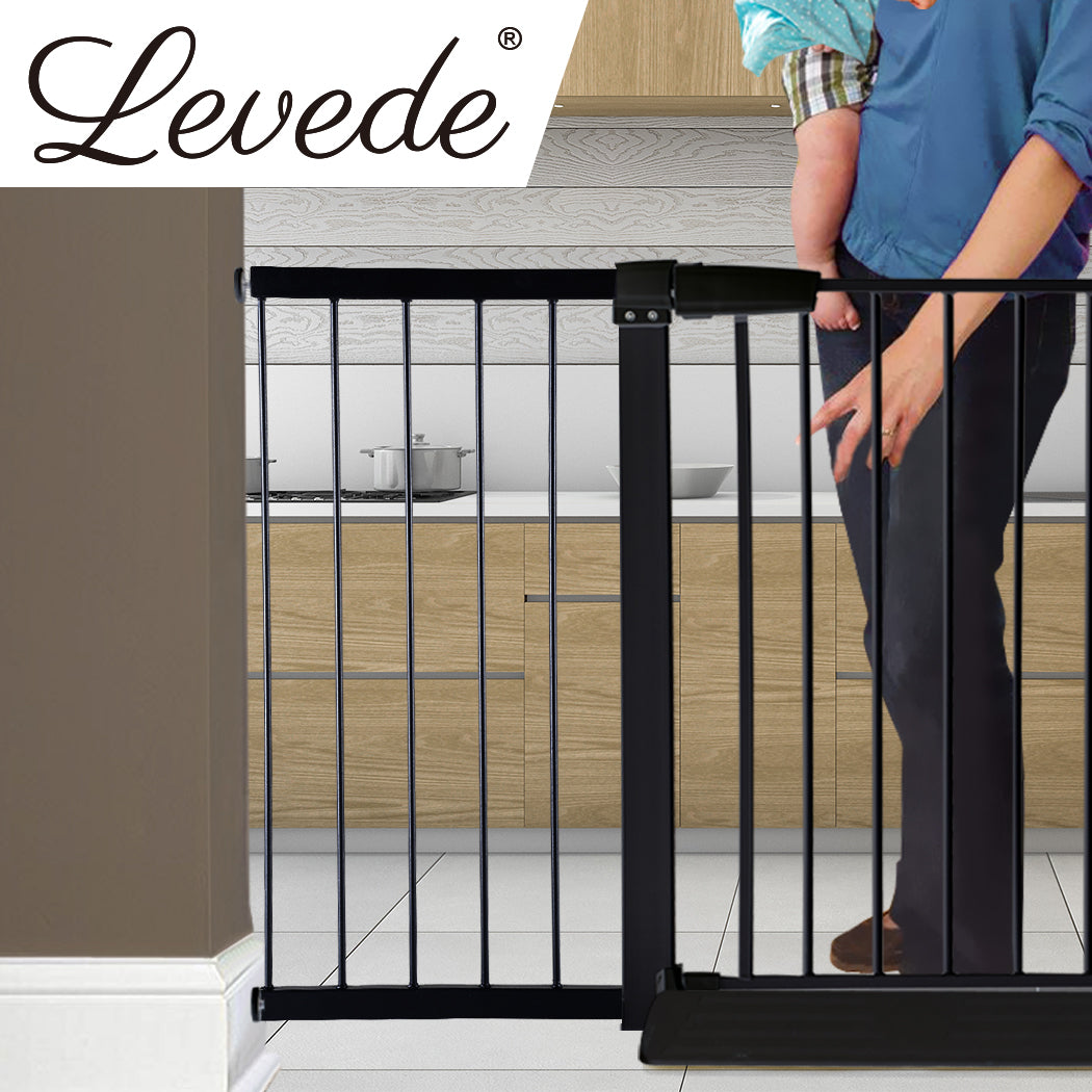 Baby Kids Safety Security Gate Stair Barrier Doors Extension Panels 45cm - Black