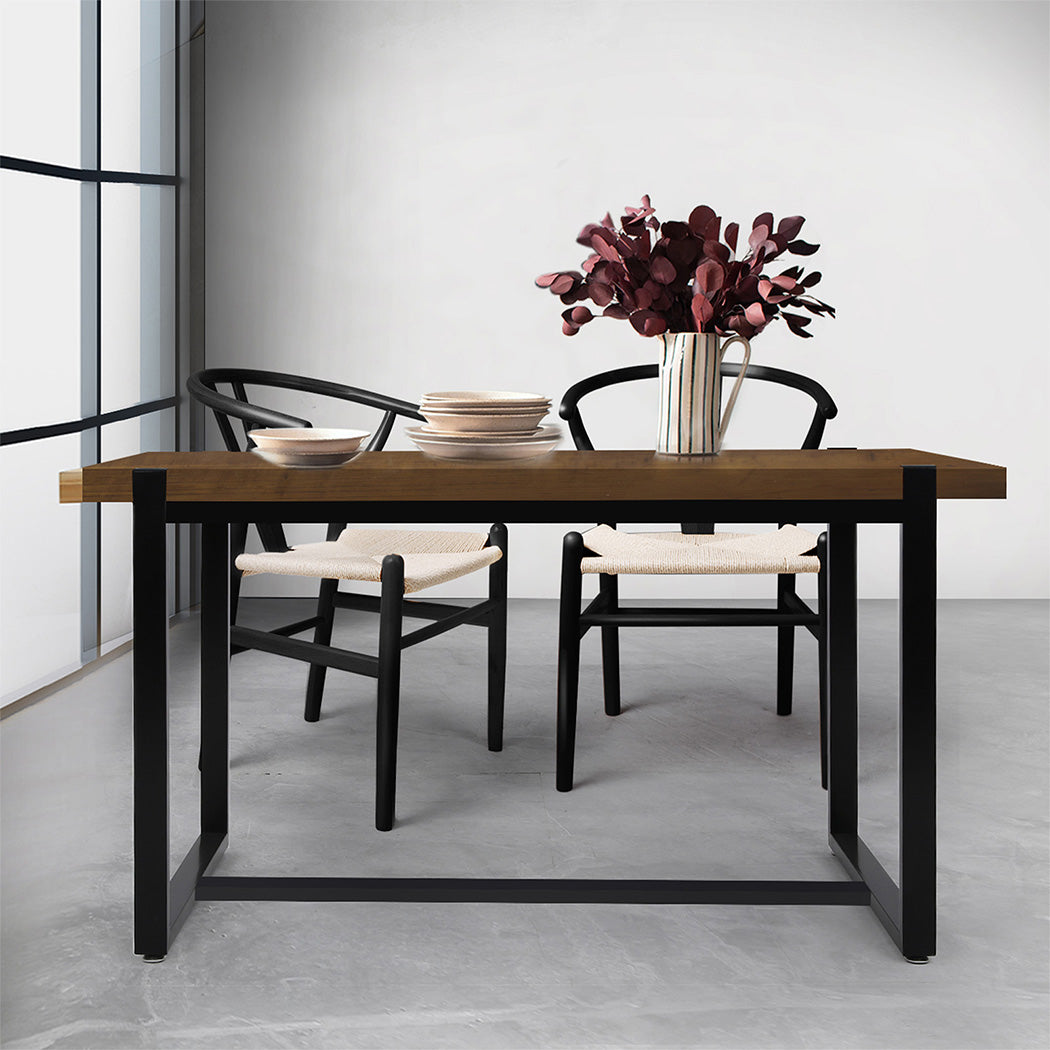 Dining Table Industrial Wooden Metal Kitchen Tables Cafe Restaurant 140Cm