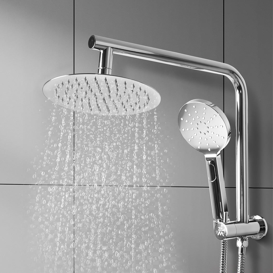 Shower Head High Pressure Set Rain Round - Silver