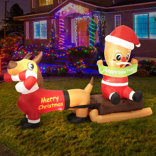 Dog Sleigh Christmas Inflatable Xmas Decorations - 1.4M