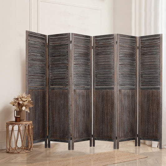 6 Panel Partition Room Divider - Brown