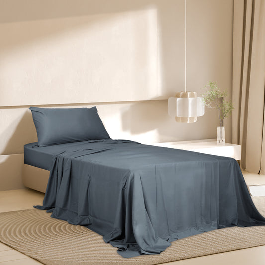 SINGLE 3-Piece 100% Bamboo Bed Sheet Set - Charcoal