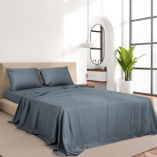 KING 4-Piece 100% Bamboo Bed Sheet Set - Charcoal