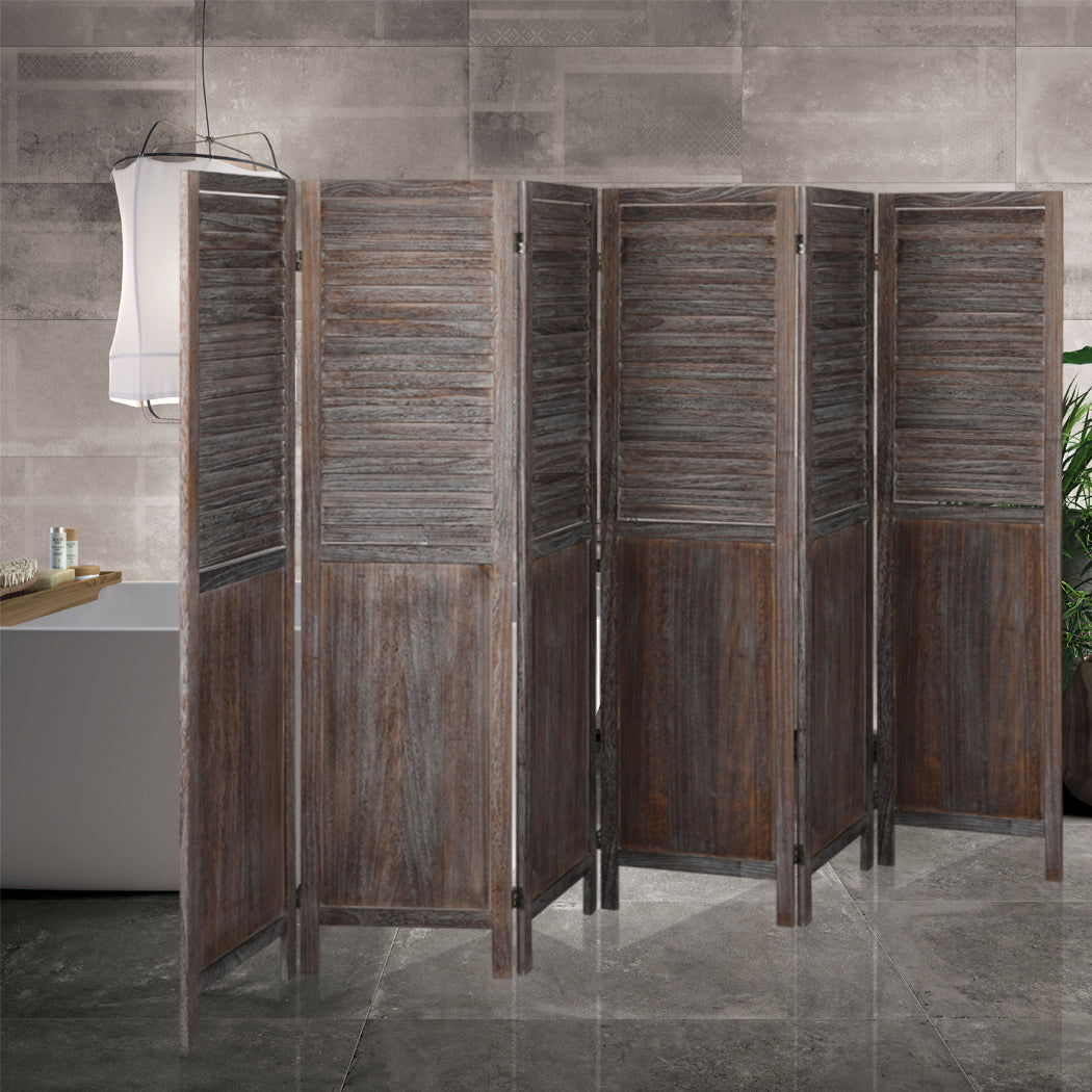 6 Panel Partition Room Divider - Brown