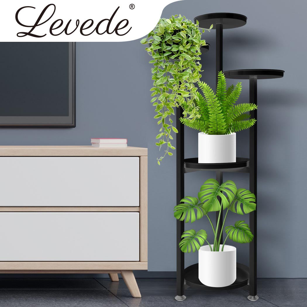 Plant Stand Outdoor Indoor Flower Pots Rack Garden Shelf Black 120CM