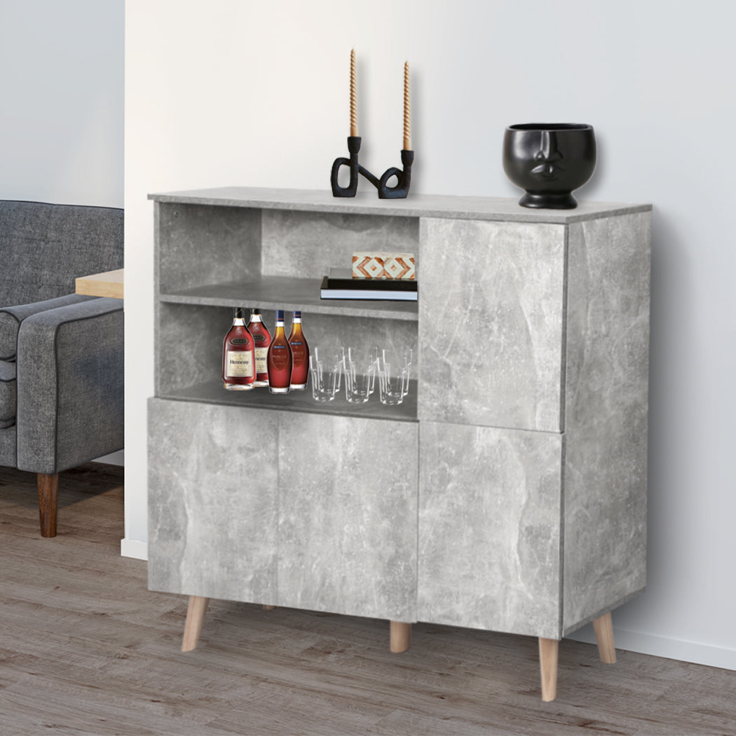 Alaric Wooden Buffet Sideboard Storage Cabinet Cupboard Hallway - Grey
