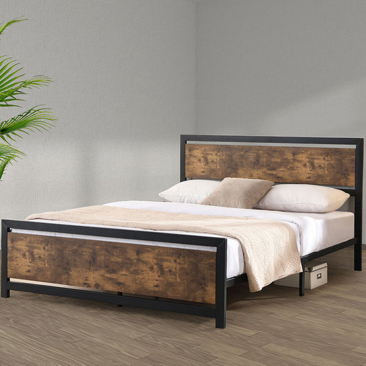 Kindred Bed & Mattress Package with 34cm Mattress - Black & Wood Queen