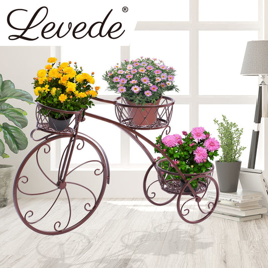 Set of 2 Levede Plant Stand Outdoor Indoor Metal Pot Garden Decor Flower Rack Shelf