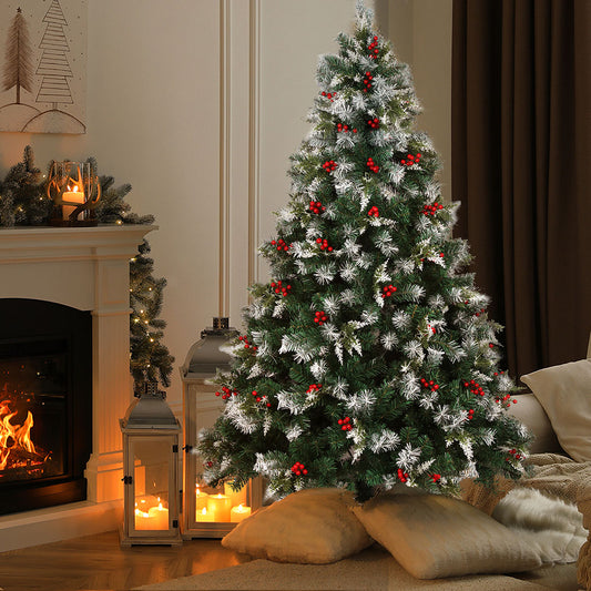 6ft 1.8m 900 Branches Snow Flocked Christmas Tree