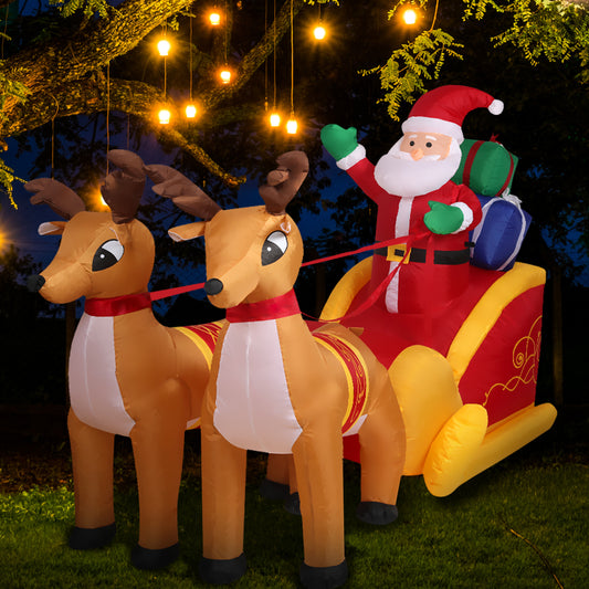 Santa Reindeer Christmas Inflatable Outdoor Xmas Decorations - 1.3M