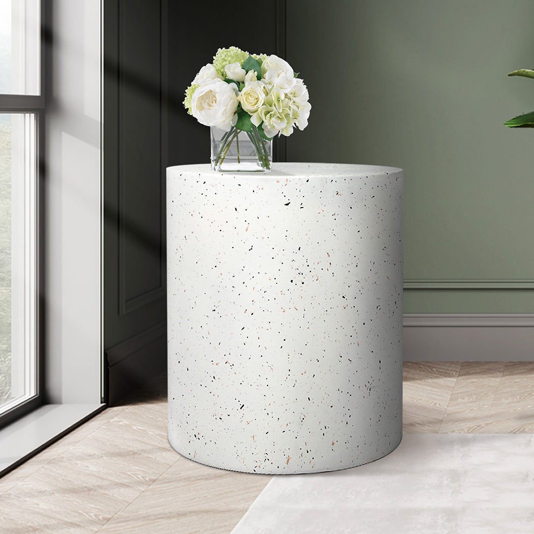 Ilithyia Side Table Terrazzo Round End - White